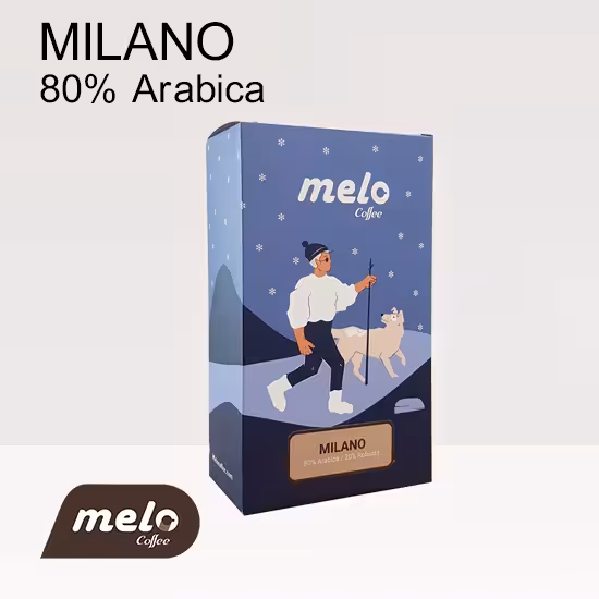 قهوه ملو مدل میلانو 80 درصد عربیکا 20 درصد روبوستا