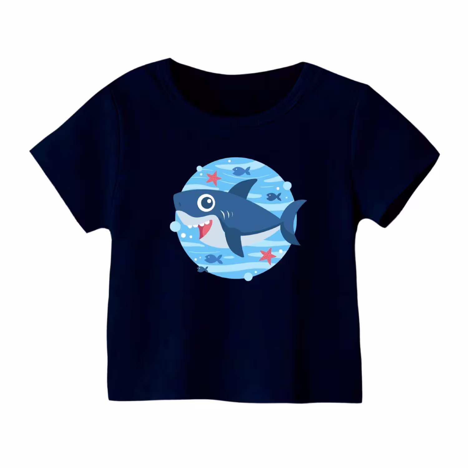 تی شرت آستین کوتاه بچگانه مدل کوسه کد 11 رنگ سورمه ای