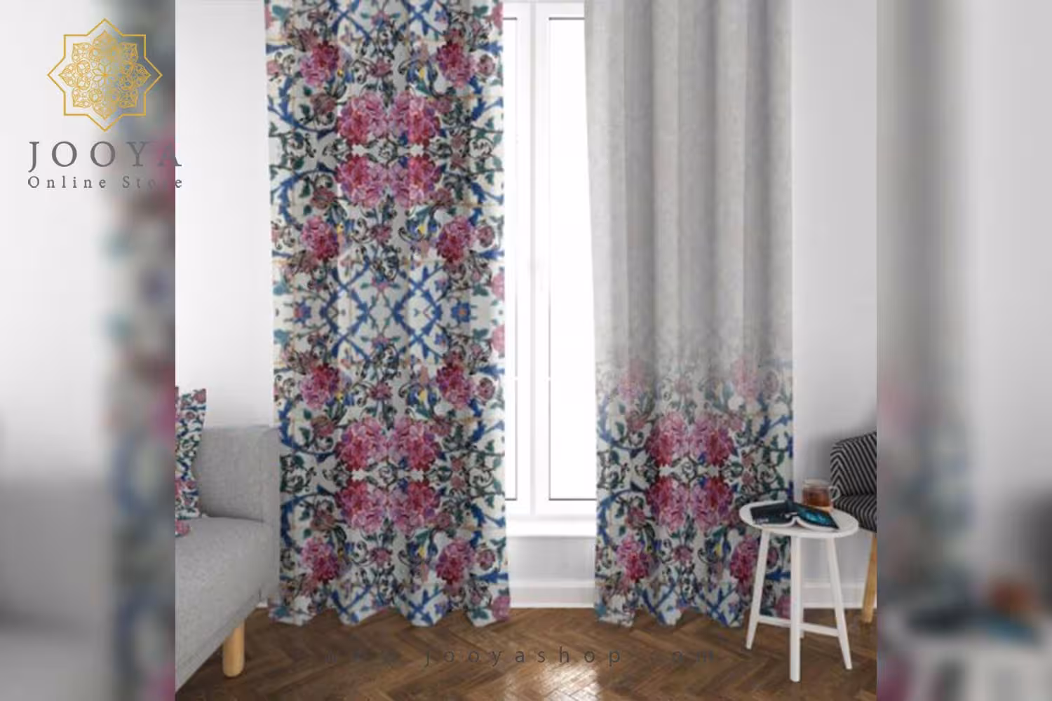 پرده مخمل ست گل کاغذی