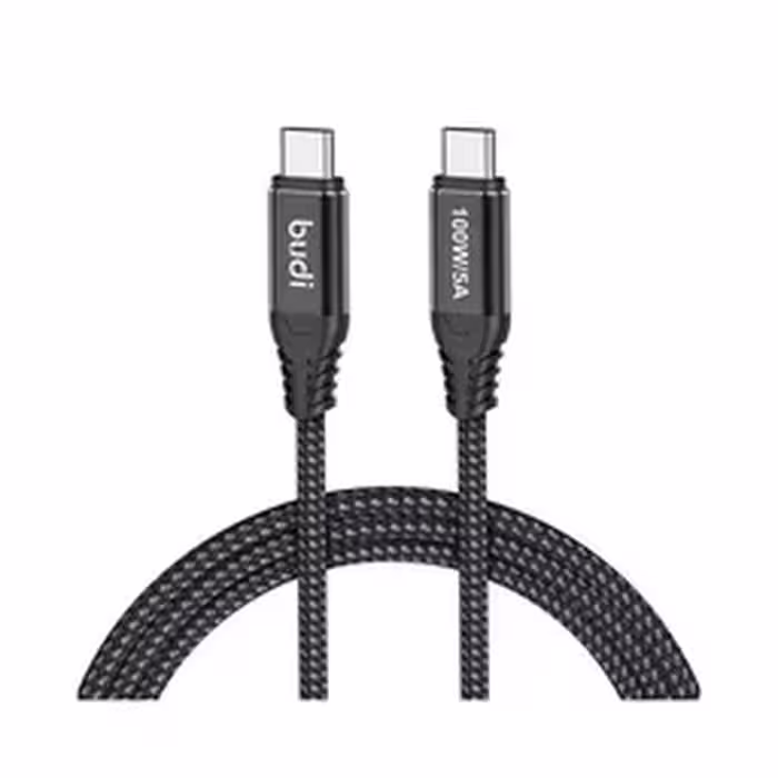 کابل شارژ کنفی USB-C به USB-C بودی مدل Budi DC220TT15B طول 1.5 متر