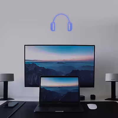 چراغ دیواری نئون دیزاین طرح Headphone_BL