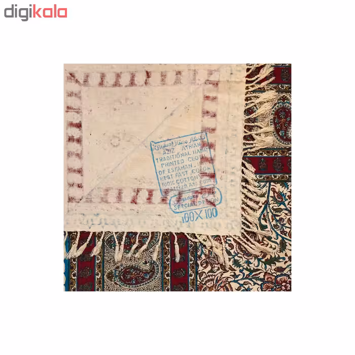 رومیزی قلمکار ممتاز اصفهان اثر عطريان طرح گل صدپر قاجار مدل G119سایز ۱۰۰*۱۰۰ سانتی متر