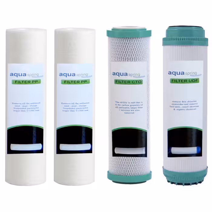 دستگاه تصفیه کننده آب آکوآ اسپرینگ مدل SF4800 به همراه فیلتر تصفیه آب کد 01 مجموعه 4 عددی و نشتی گیر