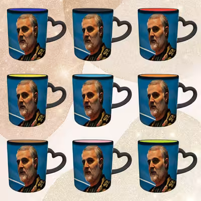 ماگ حرارتی مدل دسته قلبی طرح سردار سلیمانی کد 58