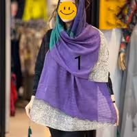 شال کد 2 - شال نخی ژاکارد منگوله دار - طرح و رنگ متنوع - ارسال رایگان