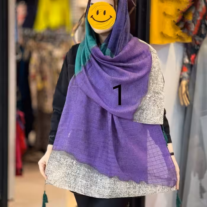 شال کد 2 - شال نخی ژاکارد منگوله دار - طرح و رنگ متنوع - ارسال رایگان