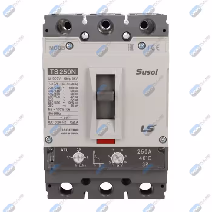 کلید 250 آمپر اتوماتیک کامپکت هیوندای الکترونیکی (قابل تنظیم) سه پل سری TS با کد TS250N ETS 250 3 _قدرت قطع 50KA_تنظیم الکترونیکی: LSI_آمپر فریم 250