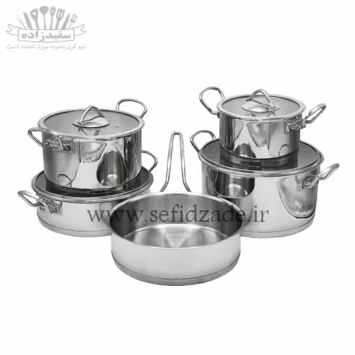 سرویس قابلمه استیل 9 پارچه جدید براق دستی لوکس