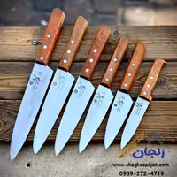 سرویس 6 پارچه چاقو های برش گوزن نشان دسته چوبی تیغه استیل