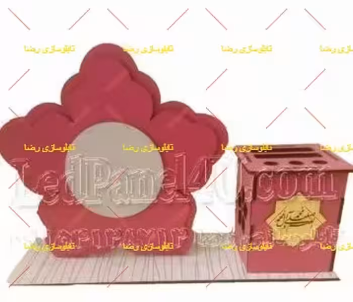 دانلود طرح آماده لیزر باکس یا جعبه یا استند تقسیم یا جامدادی جاقلمی و جا عکس طرح گل کد 2074