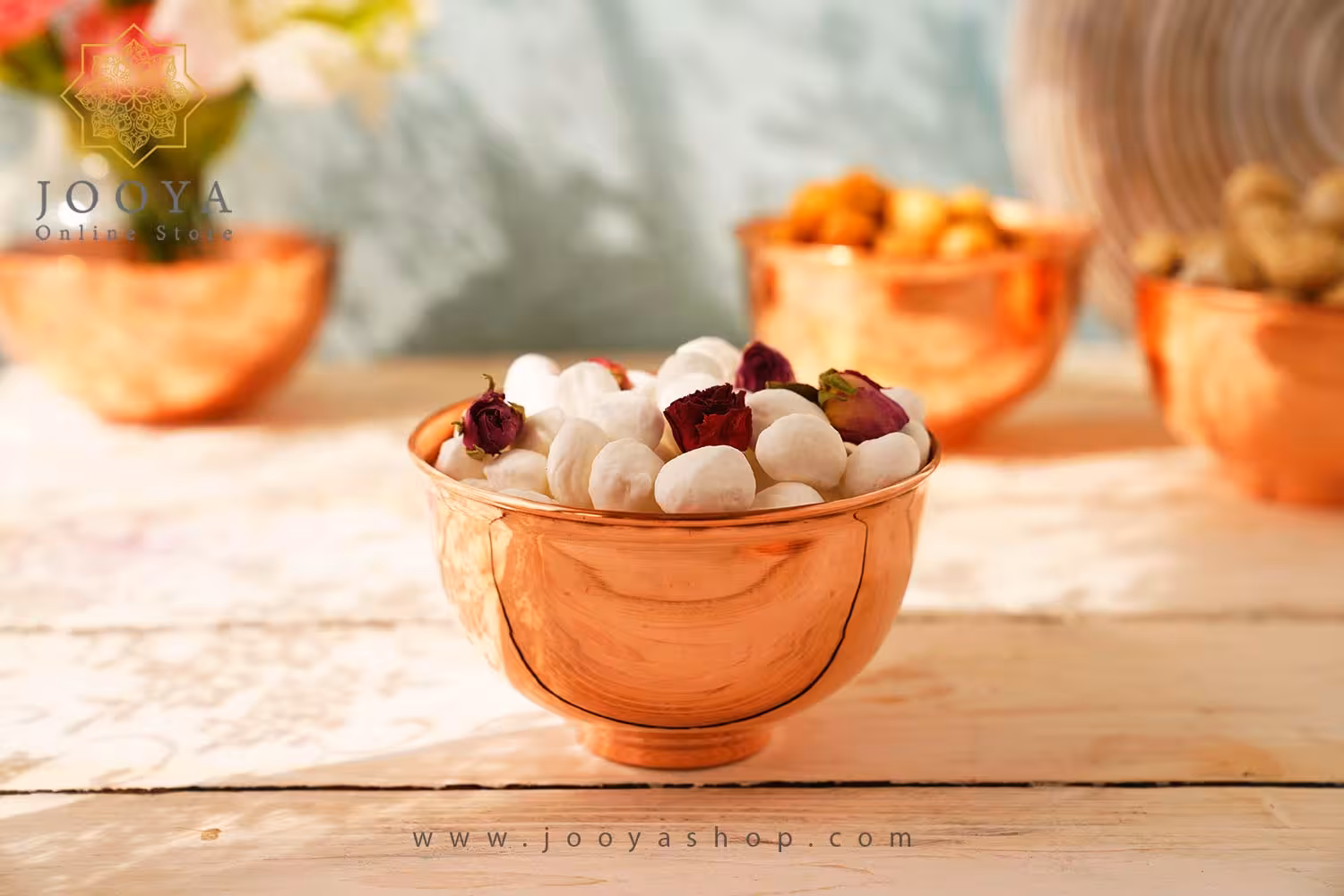 پیاله مسی پایه دار مدل آريا