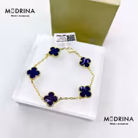 دستبند ون کلیف سورمه ای طلایی