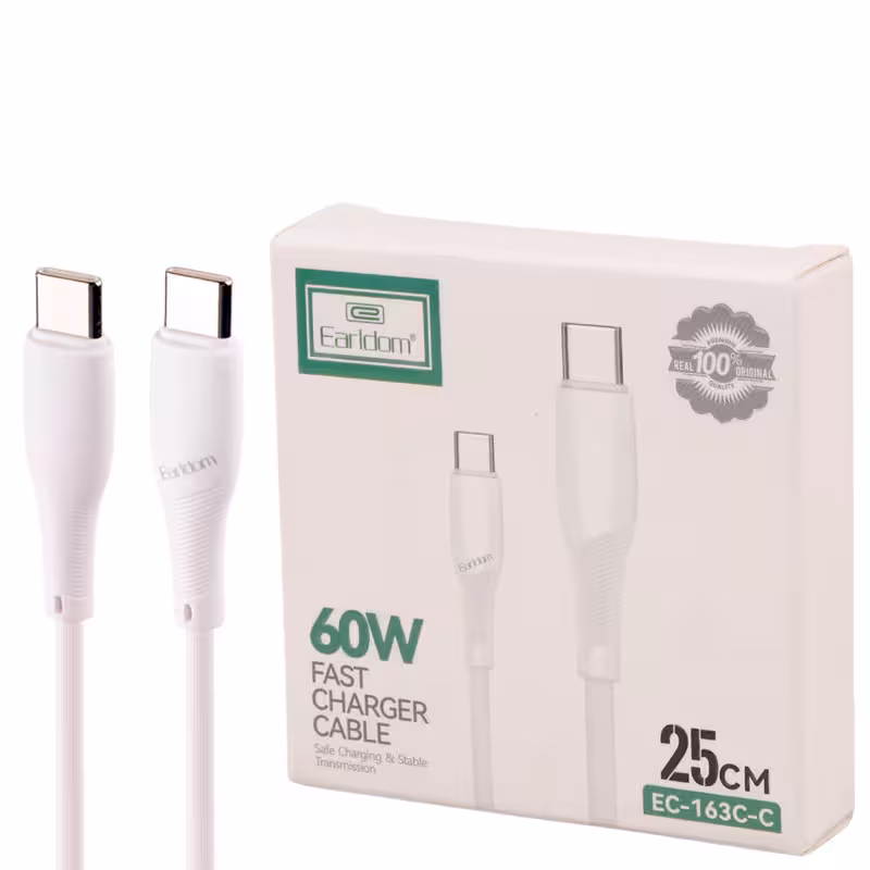 کابل تبدیل کوتاه فست شارژ Earldom EC-163C-C Type-C to Type-C 60W 25cm