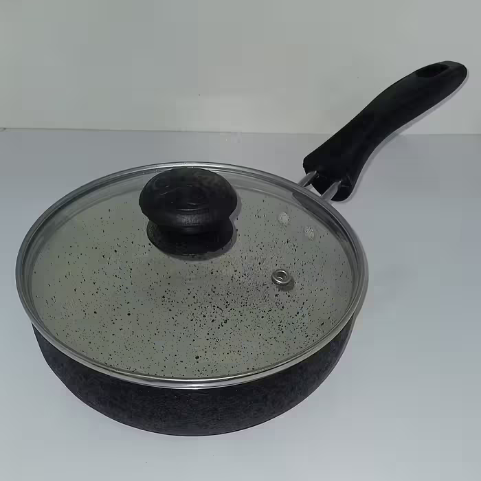 تابه گرانیتی تک دسته یا دو دسته سایز  18 با درب پیرکس ، ماهی تابه دم دستی معمولی ، تابه تک دسته