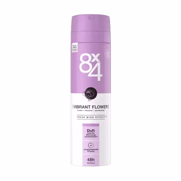 اسپری دئودورانت زنانه 8X4 مدل VIBRANT FLOWER حجم 150 میل