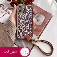 قاب گوشی آیفون پلنگی سولید همراه با آویز - کد (63409)