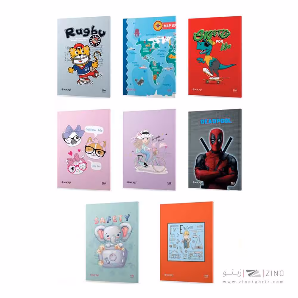 دفتر100برگ وزیری ته چسب طرح کارتونی میکرو کدD4