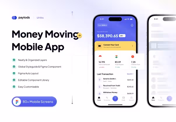 کیت فیگما UI Paytods انتقال پول موبایل
