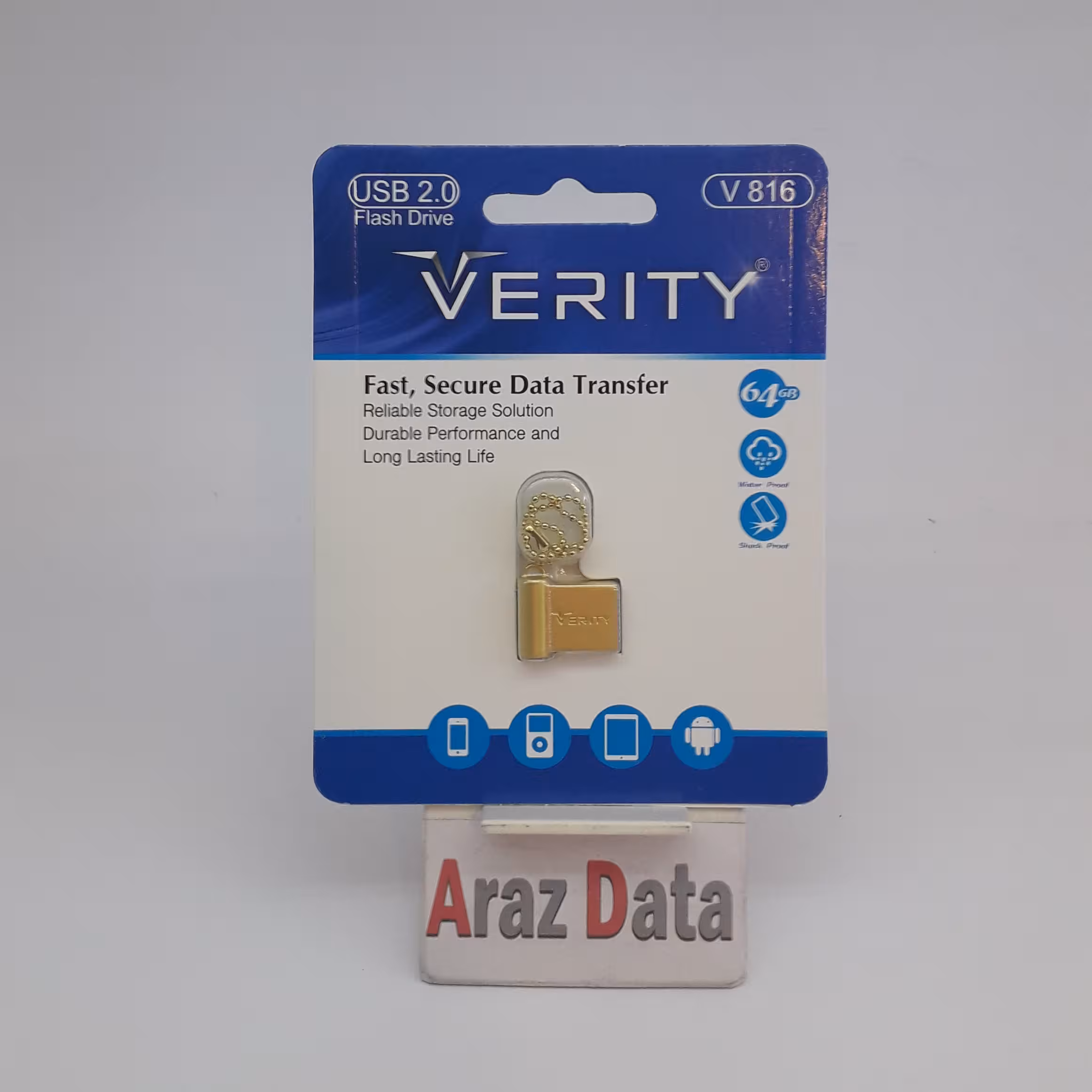 فلش مموری 64 گیگ وریتی مدل 816 گلد با گارانتی مادام العمر