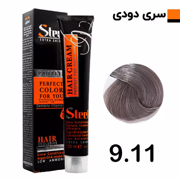 رنگ مو بلوند دودی خیلی روشن قوی استیل شماره 9.11