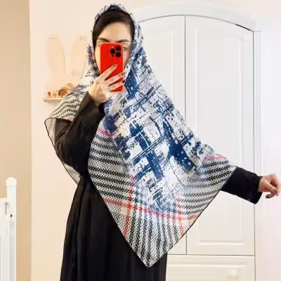 روسری سفید آبی