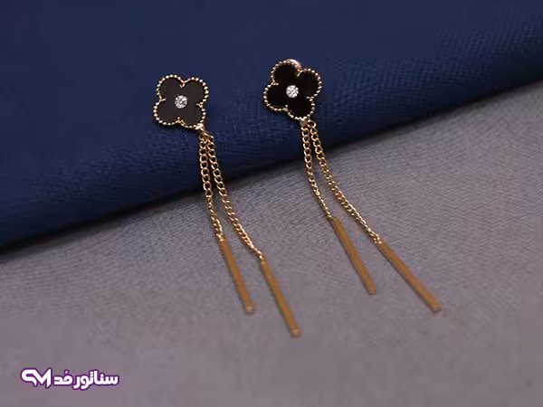 گوشواره استیل آویزی نگین دار کد G5075