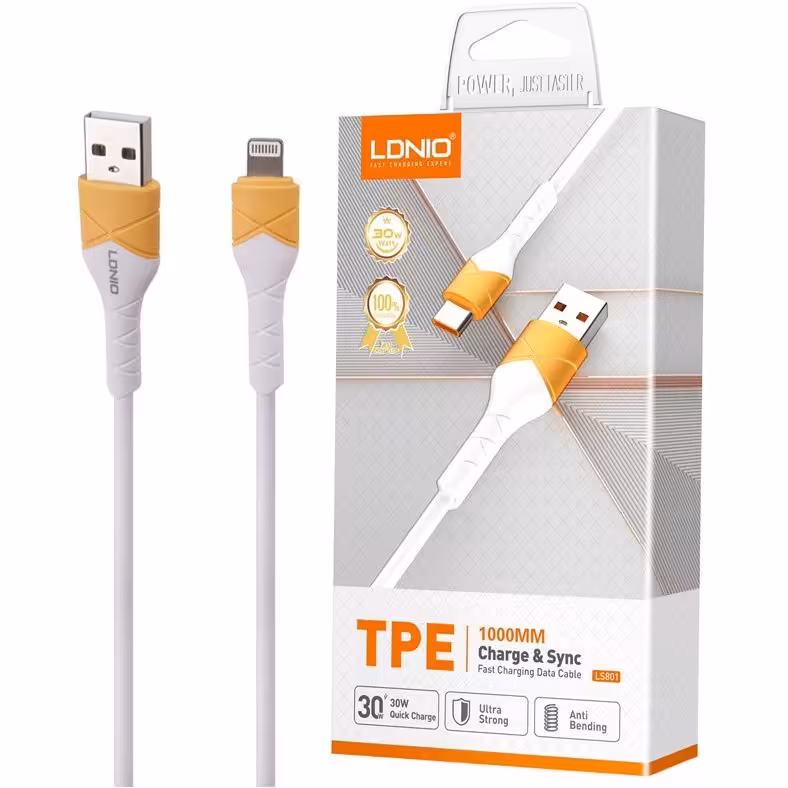 کابل شارژر الدینیو سیم گرد مدل LS801 type c