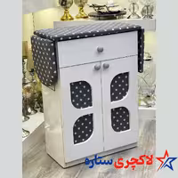 میز اتو و جای چرخ خیاطی طرح پروانه سفید و طوسی تمام ام دی اف