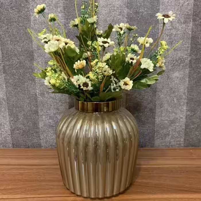 گلدان شیشه ای رنگی نسکافه ای مدل لاوین