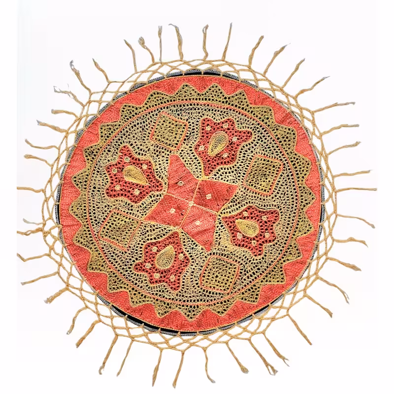 رومیزی عسلی سوزن دوزی مدل قلاب دوزی کد GE2