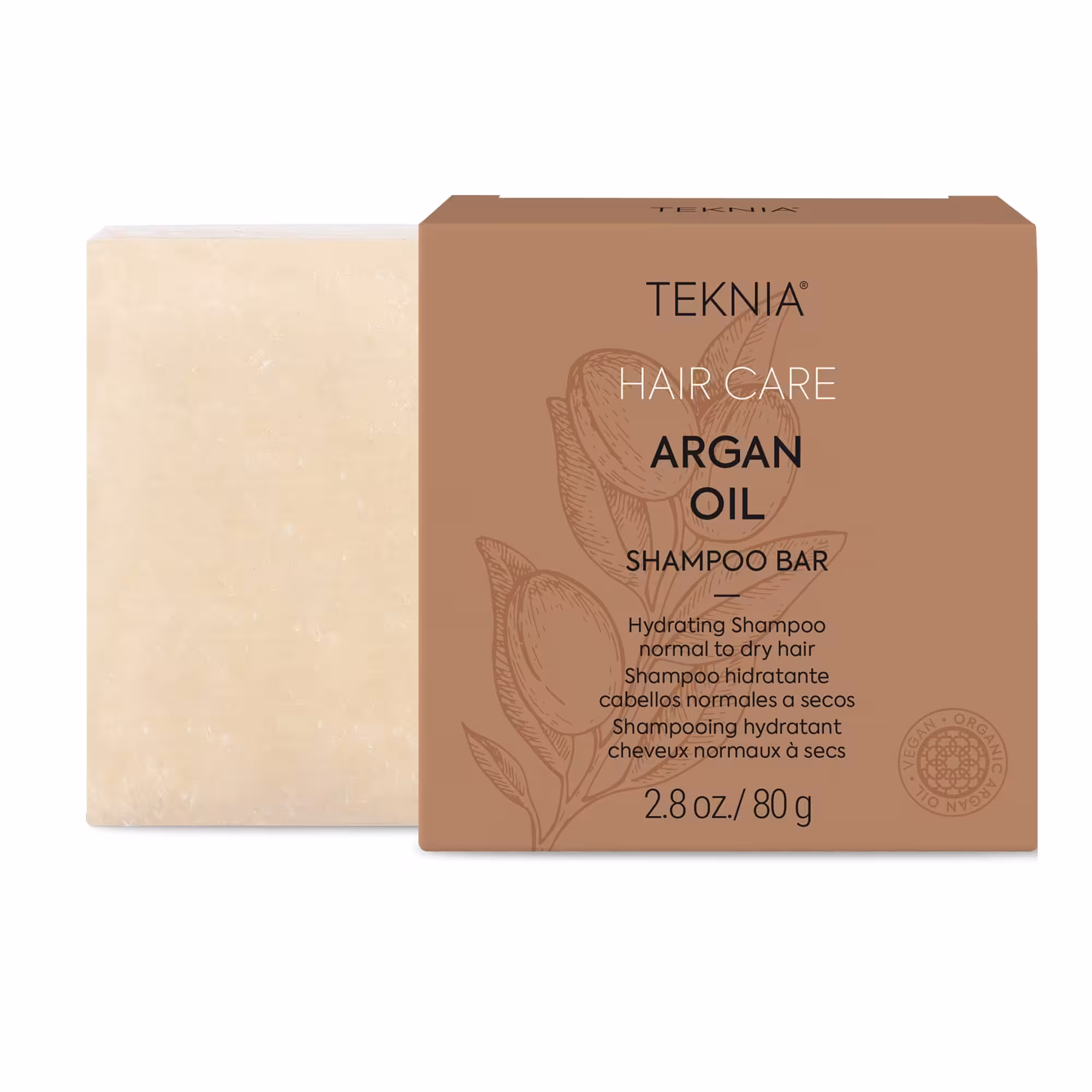 شامپو جامد آبرسان بدون سولفات لاکمه سری Teknia مدل Argan Oil مناسب موهای معمولی و خشک مقدار 80 گرم