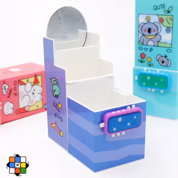 جامدادی رومیزی 3 تکه قفل دار آینه دار