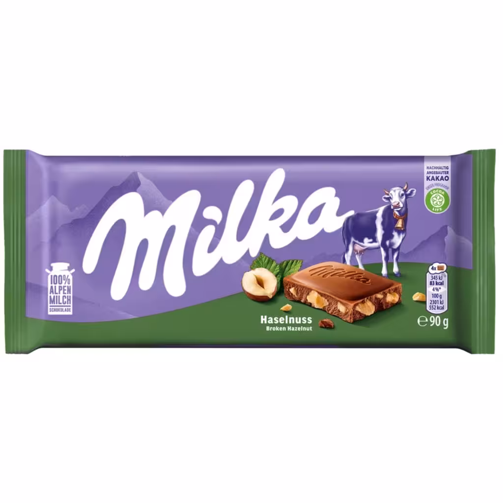 شکلات تخته ای میلکا با مغز فندق 90 گرم