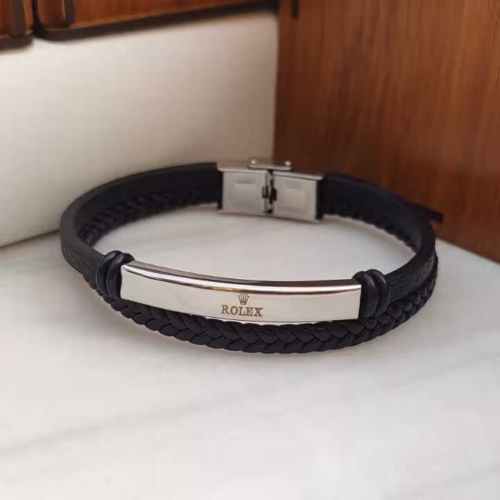 دستبند رولکس چرمی دو دور اسپرت