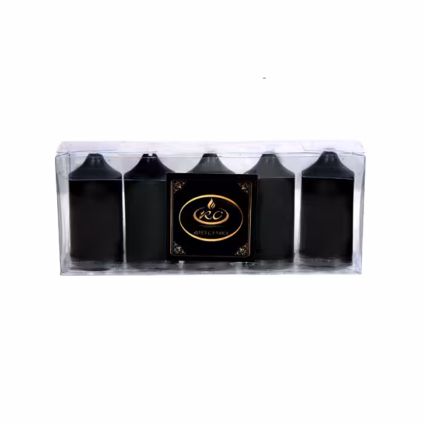 شمع استوانه ای قطر 3 مشکی بسته 5 عددی
