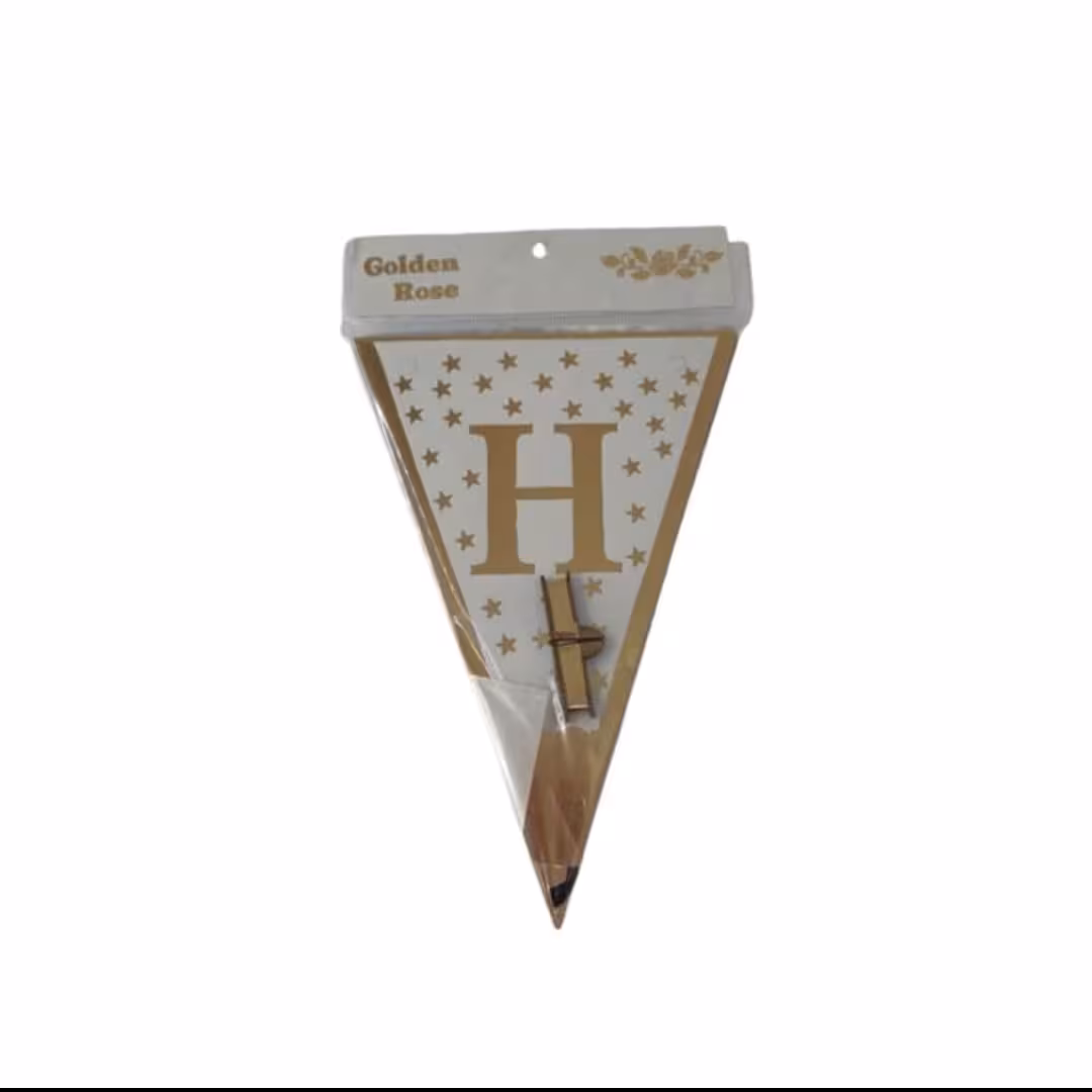 ریسه هپی مثلثی سفید طلایی 