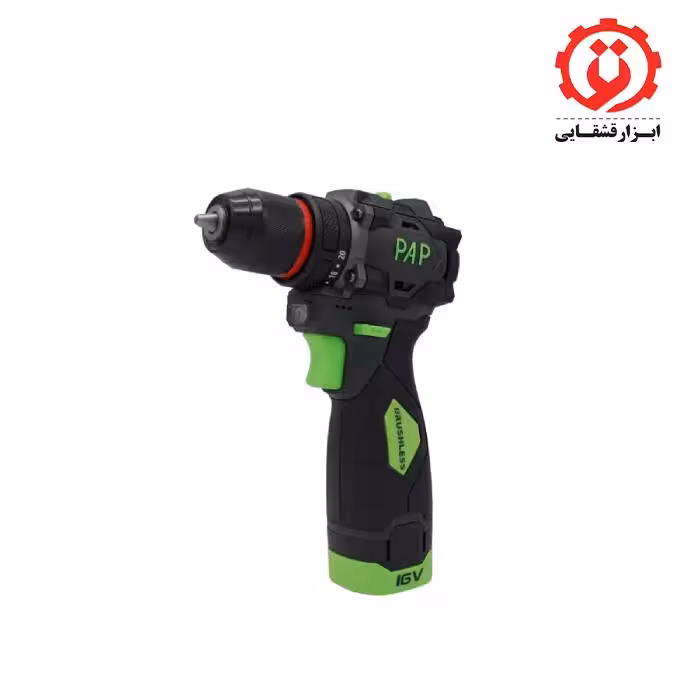 دریل شارژی چکشی دو باتری براشلس لیتیوم 16 ولت پی ای پی مدل BID-1615