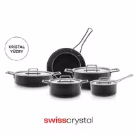 سرویس قابلمه 9 پارچه کاراجا Swiss Crystal Mastermaid مشکی براق