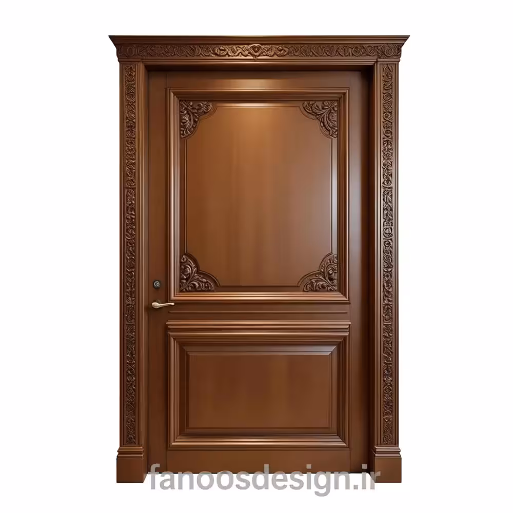 درب لوکس چوبی مدل کلاسیک با منبت‌کاری سلطنتی کد 30375