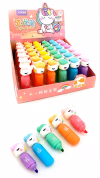 هایلایتر فانتزی طرح یونیکورن رنگین کمانی طرح جدید و کیوت بسته 5عددی ارسال رایگان