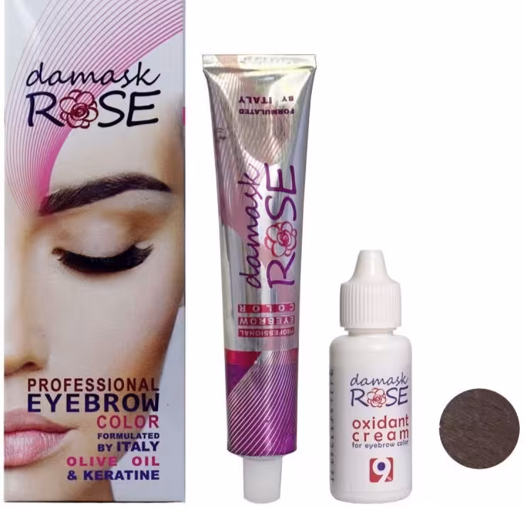 کیت رنگ ابرو داماسک رز شماره 6/7 حجم 30 میلی لیتر رنگ بلوند شکلاتی تیره