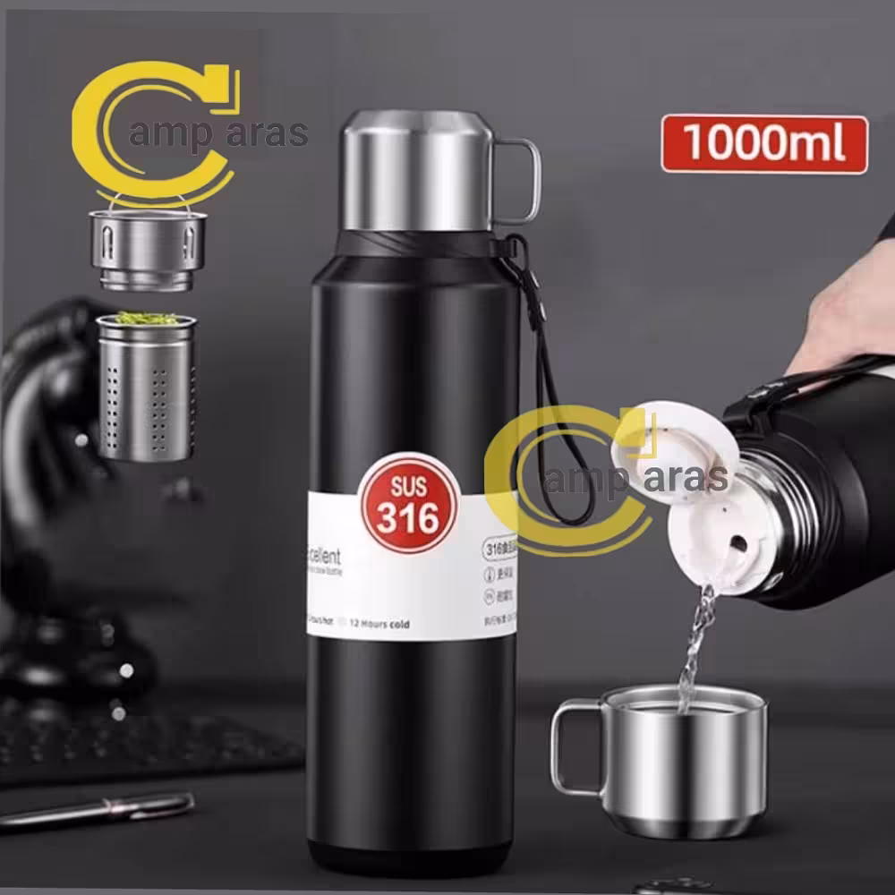 فلاسک وکیوم کاپ 1 لیتر Vacuum Cup SUS 316 1L دوجداره - کمپ آراس