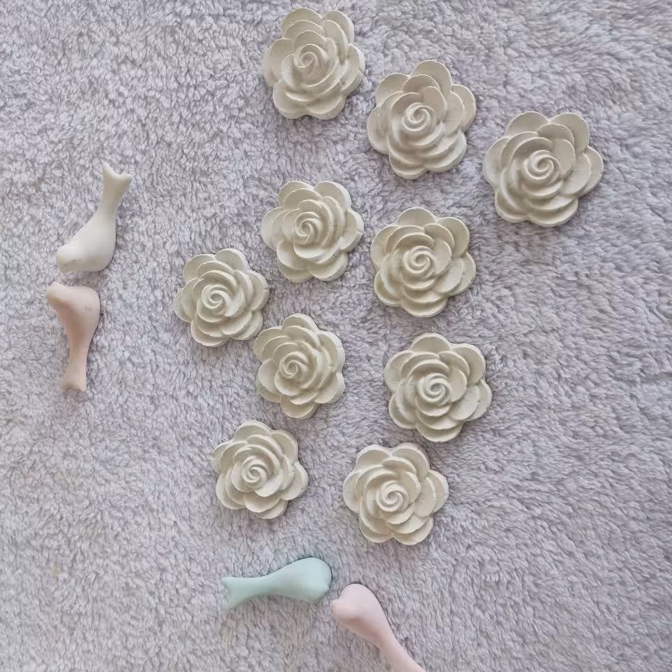 پک 2 عددی جاعودی ، گلدان لوتوس ، پرنده ، گل رز تخت ، جا شمعی گل دوکاره