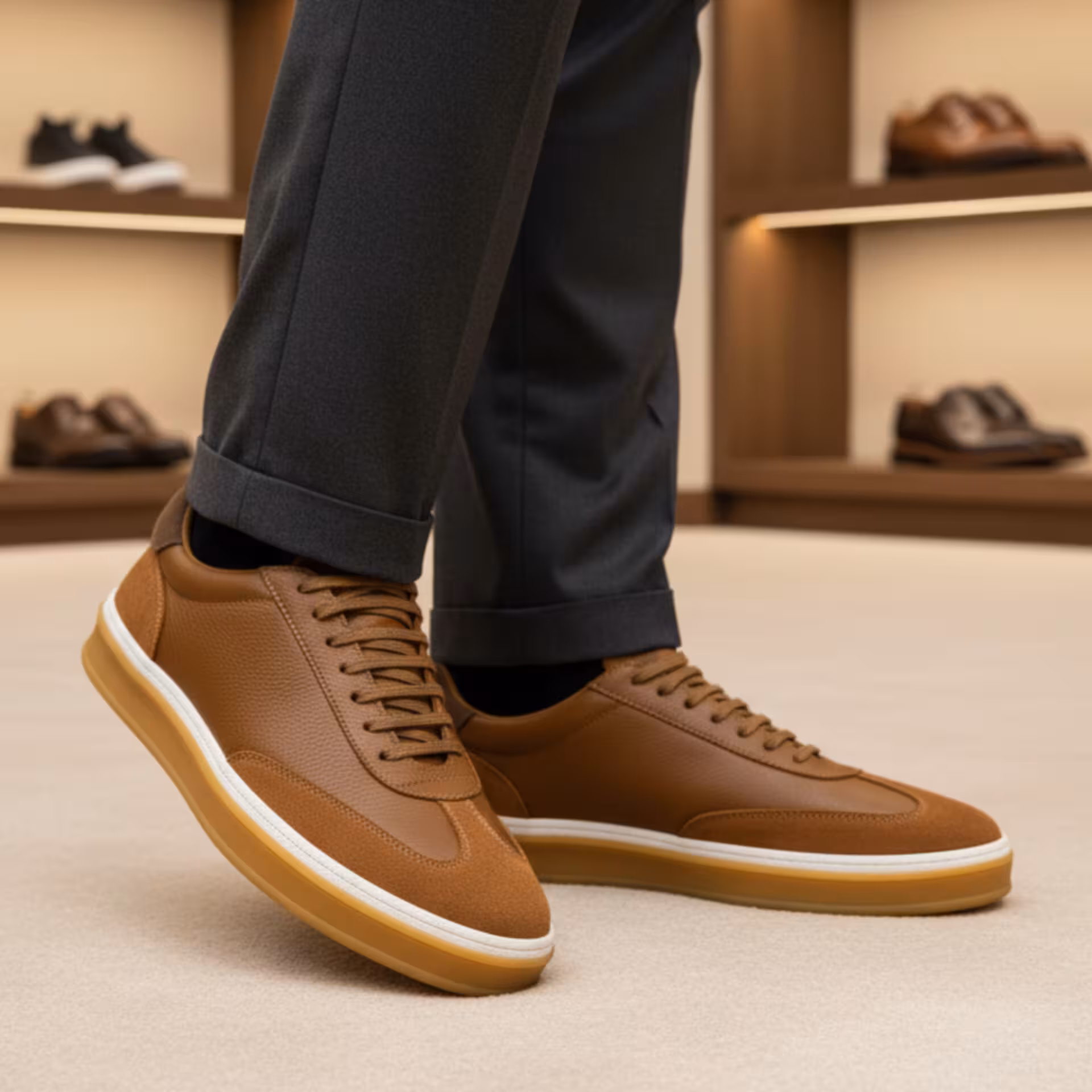 کفش چرم مردانه ونس کد VN036TN رنگ عسلی