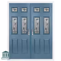 درب کلاسیک دو لنگه شیشه خور طرح انگلیسی کد 1572