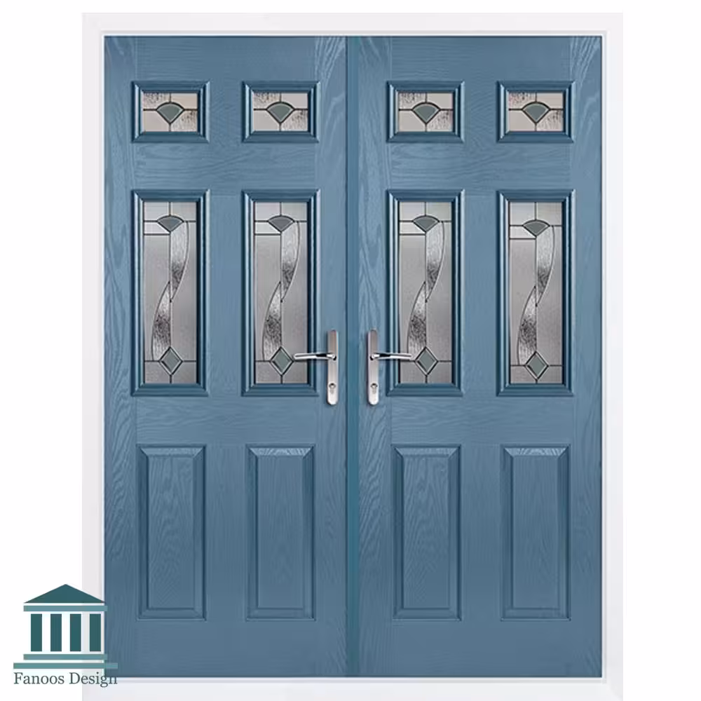 درب کلاسیک دو لنگه شیشه خور طرح انگلیسی کد 1572