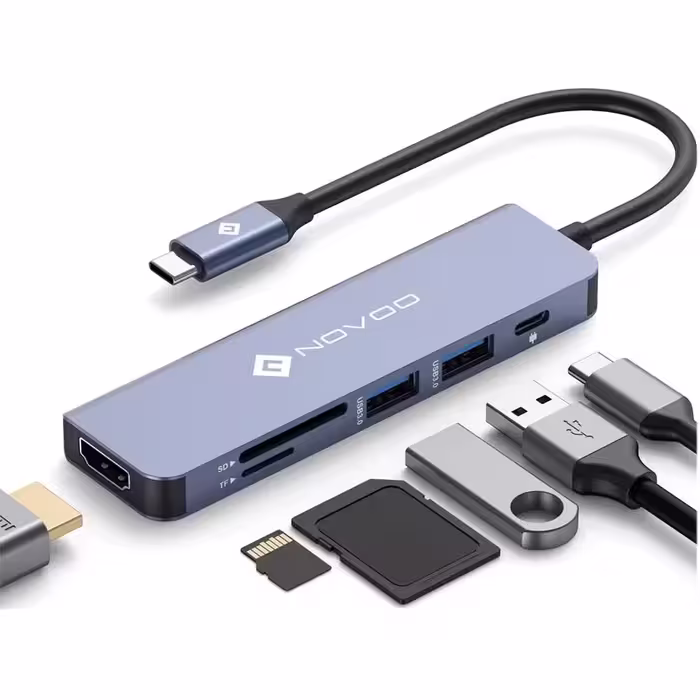 هاب 6 پورت USB-C نوو مدل R6 PD