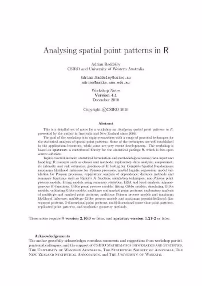 خرید و دانلود نسخه کامل کتاب Analysing spatial point patterns in R