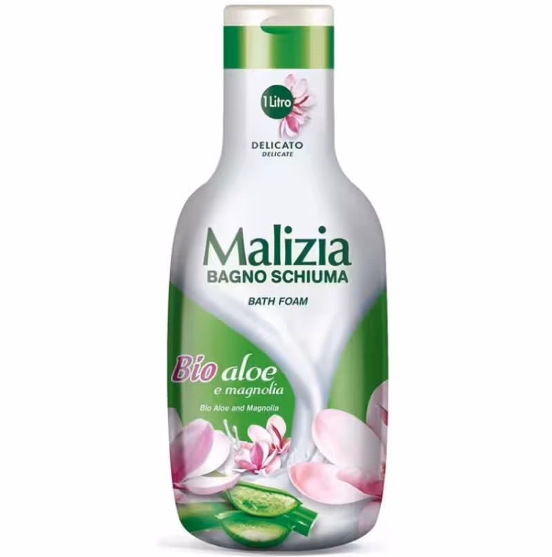 فوم حمام آلوئه ورا و گل مگنولیای مالیزیا Malizia Bio Aloe حجم 1000 میلی لیتر