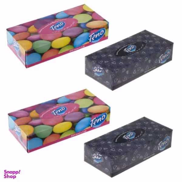 دستمال کاغذی 100 برگ تنو مدل ترکیبی مجموعه 4 عددی